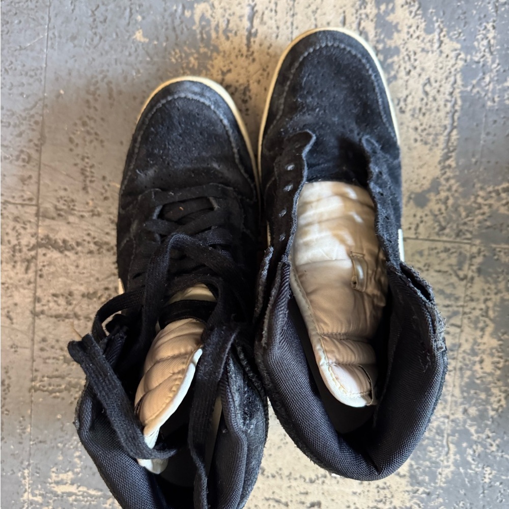 Classic Black High-Top Suede Hidden Heeled Sneakers
